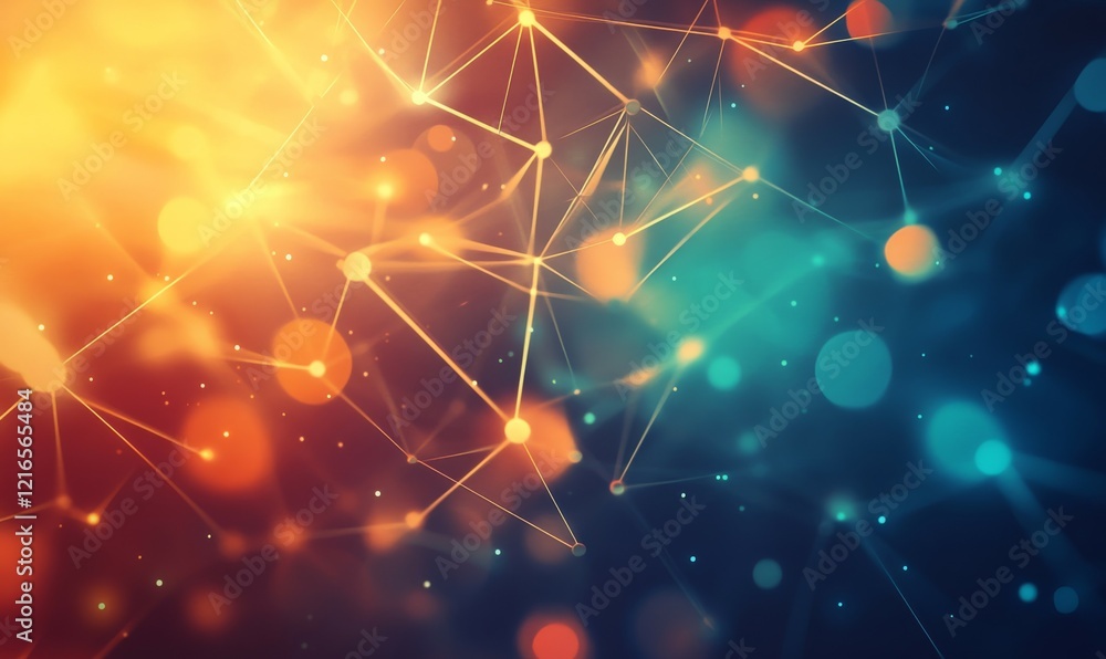 Poster futuristic abstract background with blurry shapes and vibrant light effects, creating sense of depth