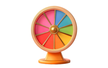 Cartoon spinning fortune wheel, fortune spinning wheel for promotion events, 3d rendering.