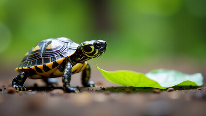 Baby Turtle's First Leaf Sniff