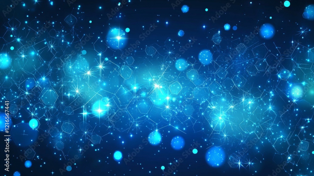 Aufkleber abstract blue molecule background featuring interconnected atomic structures and glowing particles, 