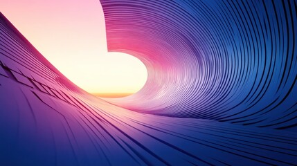 Abstract Purple Blue Wave Tunnel Sunset Digital Art