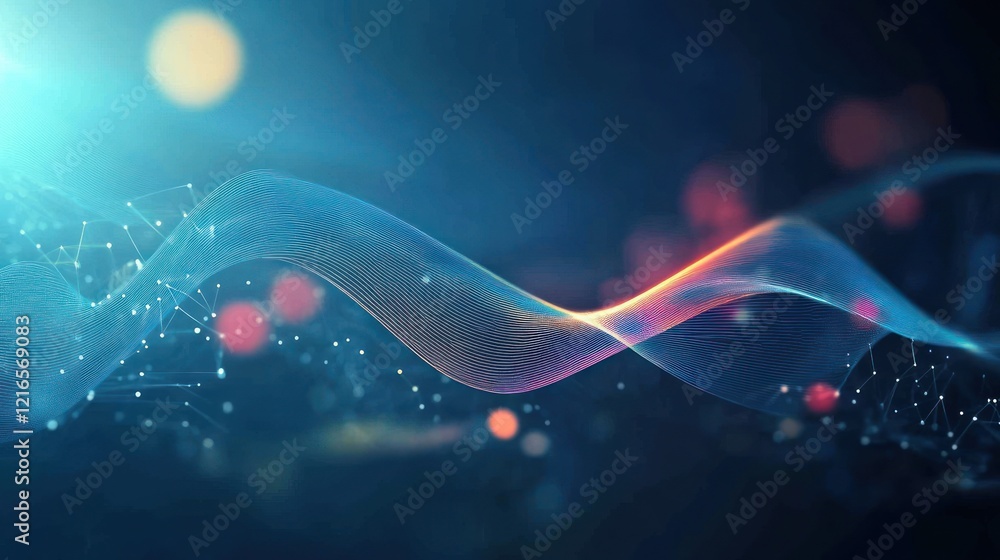Poster abstract digital wave background: network connections and data flow visualization