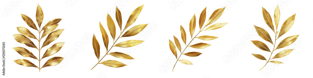 Poster elegant composition of metallic toned autumn leaves in a studio setting the leaves display a beautif