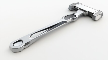 Modern silver hammer on white background, tool design