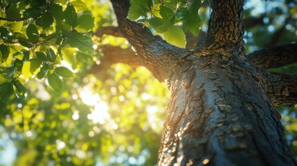 Beautiful longevity large camphor tree (Cinnamomum camphora) common camphor wood or camphor laurel with evergreen leaves in Sochi