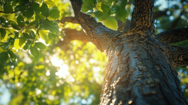Beautiful longevity large camphor tree (Cinnamomum camphora) common camphor wood or camphor laurel with evergreen leaves in Sochi