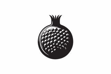 Pomegranate fruit vector silhouette black and white image..eps