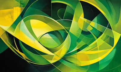 Glowing lines and shapes create vibrant and dynamic visual, representing energy and innovation in captivating green and yellow color scheme