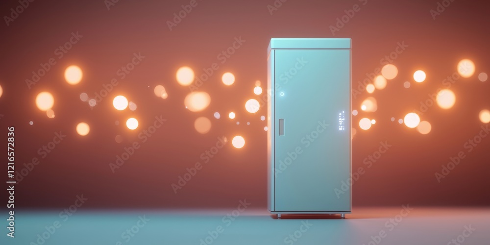 Poster modern refrigerator with abstract background light bokeh