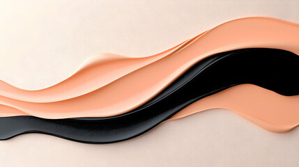 Abstract Peach and Black Fluid Waves on Textured Background