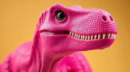 Pink dinosaur toy. Cute T-Rex in close up