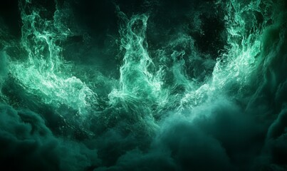 Obraz premium Green Flames Dancing in the Dark: A mesmerizing and captivating image of green flames dancing against a dark background