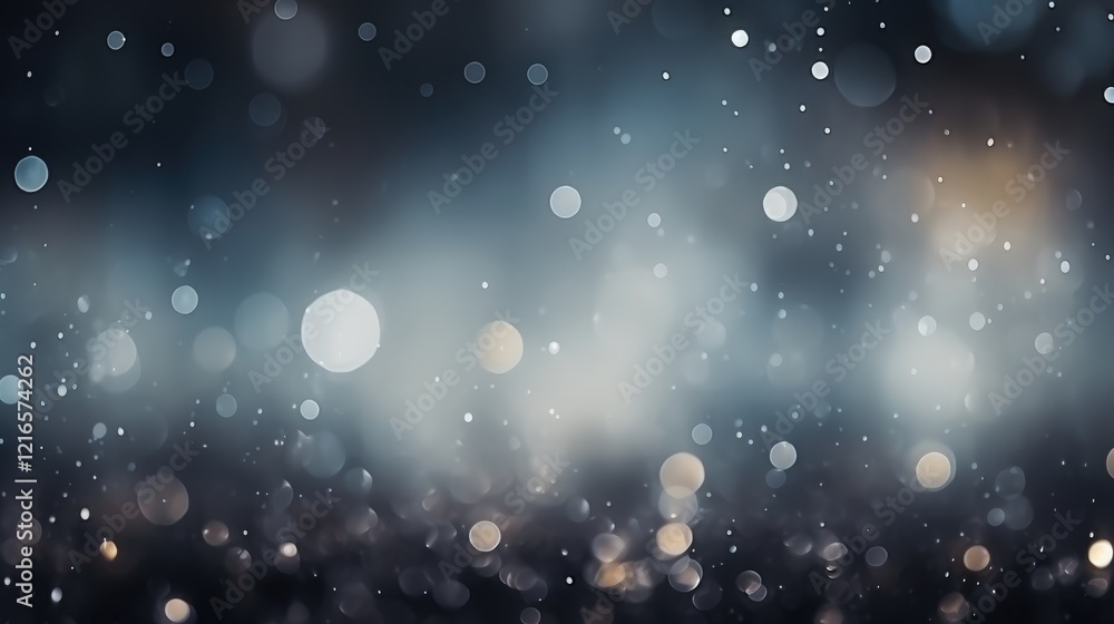 Poster mystical bokeh background with soft fog and defocused glittering particles creating an enchanting at