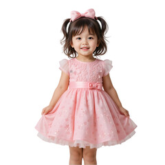 Portrait of a pretty little girl in pink dress