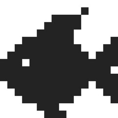 black silhouette fish pixel art