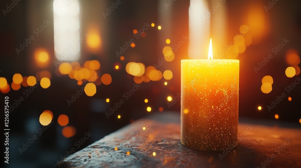 Poster glowing christmas candle with soft light in a warm advent setting to create a cozy and inviting atmo