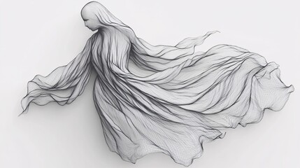 Fototapeta premium Elegant Wireframe Figure in Flowing Fabric