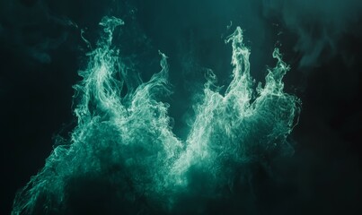 Fototapeta premium Green Flames Dancing in the Dark: A mesmerizing and captivating image of green flames dancing against a dark background