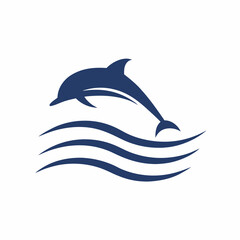 Jumping Dolphin Vector Logo Design.