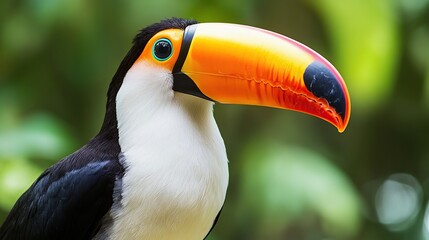 Fototapeta premium Close-up of a Toucan with Vibrant Orange and Black Beak