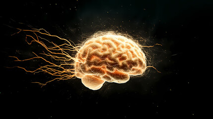 Fototapeta premium Brain art with glowing neural network