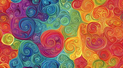 Vibrant Swirl Abstract Background - Rainbow Colors