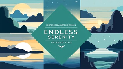 Serene Landscapes Depicting Tranquil Day and Night Scenes