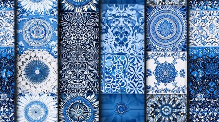 Blue and White Chinoiserie Pattern Collage