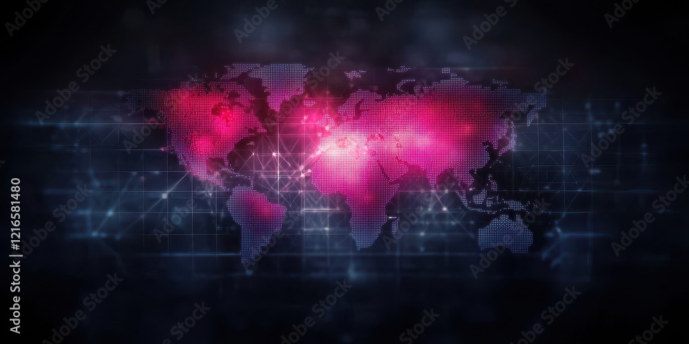 Poster abstract world map with digital connection effects
