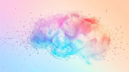 Fototapeta premium Abstract brain network; colorful neural connections; pastel background; concept for AI, neuroscience