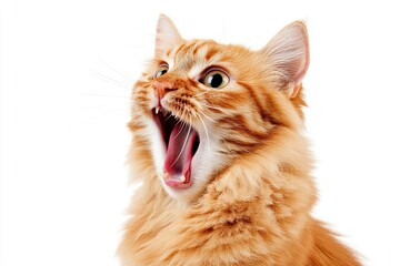cat. surprised on isolated white background, real image. close up