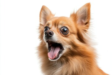 Fototapeta premium dog. surprised on isolated white background, real image. close up