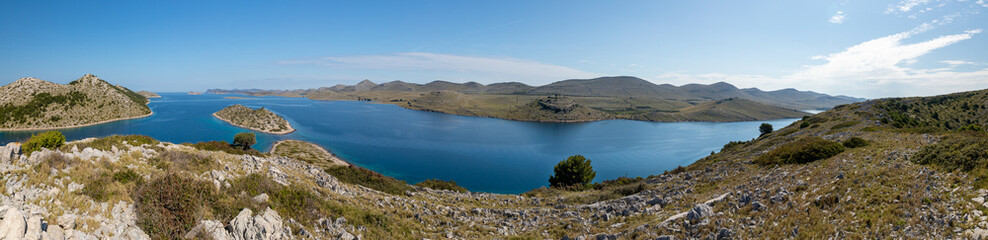 Fototapeta premium Kornati island archipelago panoramic view. Kornati National Park panorama, Croatia