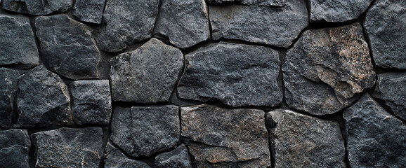 Fototapeta premium Textura de Pared de Piedra Natural en Tonos Grises Oscuros - Fondo Rústico y Robusto con Formas Irregulares