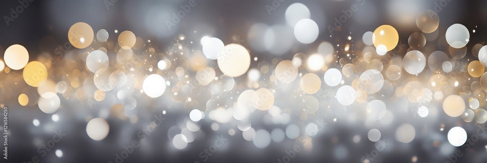 Poster soft gray and white bokeh lights with beautiful defocus effect, creating a dreamy, ethereal atmosphe