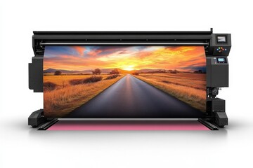 large format printer printing a scenic sunset landscape