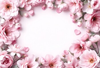 Fototapeta premium Delicate Pink Blossom Frame: Romantic Floral Arrangement