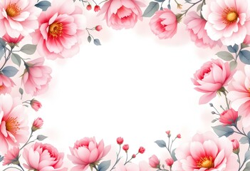 Delicate Pink Floral Frame: Watercolor Romance