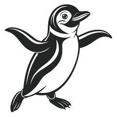 Playful Penguin In A Dynamic Pose High Quality Editable Vector Design and illustration