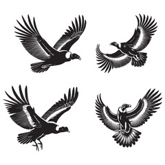 BLACK VECTOR SILHOUETTE of the Andean Condor on White Background