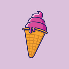 Ice Cream Cone Dessert Food Sweet Treats Vector Illustration Cartoon