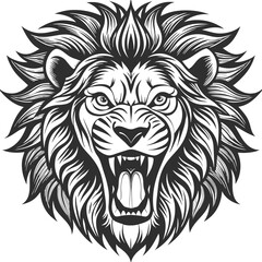 Roaring Lions Face With Stylized Mane Patterns High Quality Editable Vector Design and illustration