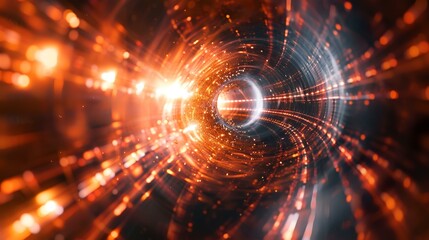 Obraz premium Glowing energy tunnel, abstract light vortex, futuristic background, digital art, website design