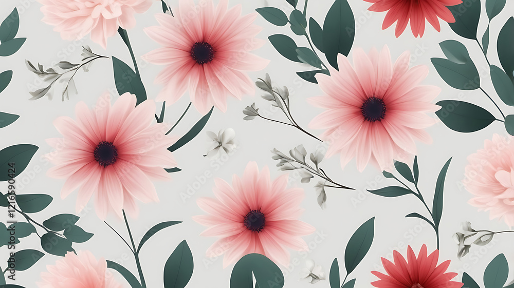Poster close up of choosing flowers for a soft and romantic patterns background design.