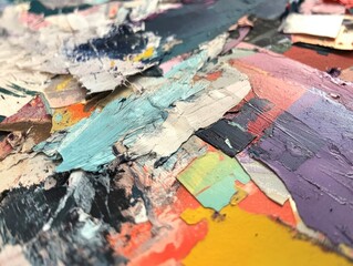 Naklejka premium Colorful Abstract Texture of Thick Paint Layers on Canvas Surface