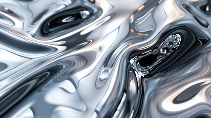 3D Render of Shiny Liquid Metal Form for Modern Design Concepts