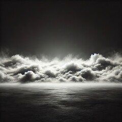 Obraz premium A wide panoramic shot depicts a low-lying, hazy fog or smoke effect across the bottom third of the frame.&nbsp; 