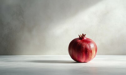Lush pomegranate fruit sitting alone on a pristine white background, fruit, pomegranate