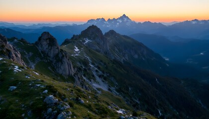 Fototapeta premium Mountain landscape at sunset