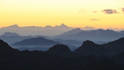 Mountain landscape at sunset